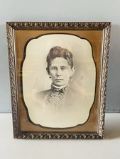 Antique Opalotype Portrait Woman Framed 1870s 60s Victorian Milk Glass Photo picture