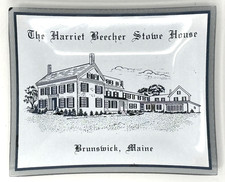 Vintage Harriet Beecher Stowe House Brunswick Maine Glass Souvenir Tray picture