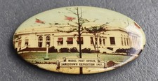 Antique 1907 Jamestown Exposition Exhibit MODEL POST OFFICE POCKET MIRROR picture