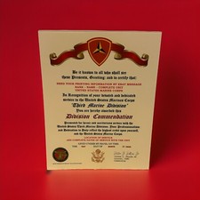 U.S.M.C. / THIRD MARINE DIVISION ~ DIVISION COMMENDATION REPLACEMENT CERTIFICATE picture