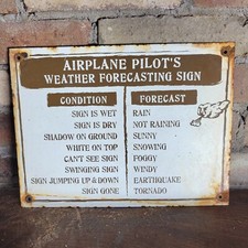  VINTAGE PILOT'S WEATER FOERCASTING AIRLINES PORCELAIN AIRPORT AIRPLANE SIGN picture