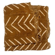 Caramel Brown Bogolan Mali Mud Cloth Jumbo Arrow Design African Cotton Handmade picture