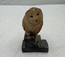 Vintage Barn Owl Bird Statue Mini For Shelf Decor Cold Bronze Figure Farm picture