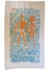 Vintage 1960s Cannon Surf Beach Towel 36x61 Towel Decorators Surf Slang MCM HTF picture