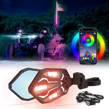 UTV Lighted Side Mirrors, RGB Aluminium UTV Mirror | with 29 Color Modes for 1.6 picture