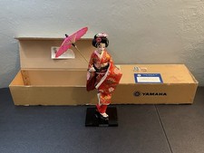 VTG 1960s Yamaha Japanese Doll Figurine Red Kimono w/ Parasol In Original Box picture