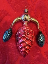 VTG Glass Christmas Ornament - JA - Antique German  Pinecone Chandelier picture