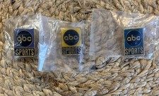 ABC SPORTS Lapel Pins (Lot of 3) VINTAGE - Blue, Purple, & Yellow (BRAND NEW) picture