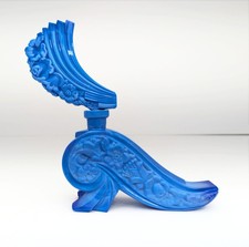 Vintage J Pesnicak Czech Brigh Blue Glass Floral Cornucopia Large Perfume Bottle picture