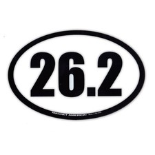 Magnetic Bumper Sticker - 26.2 Marathon Magnet (Black, White) - Oval Magnet picture