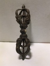 Brass Tibetan Buddhist Dorje Vajra Cross Vtg Ornate Solid 9