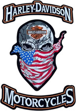 3 Pcs Set Large Size Harley Iron on Embroidery Patch for Leather Jackets & Vest picture
