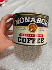 VTG Monarch Coffee Can Blue and White Lion (Read) As Seen Chicago, IL picture