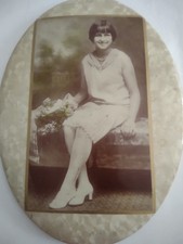 Antique CELLULOID Tin PHOTO BEAUTIFUL YOUNG WOMAN picture