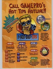 1994 GamePro Video Game Hot Tips Hotline #900 Cartoon Art Vintage Print Ad picture
