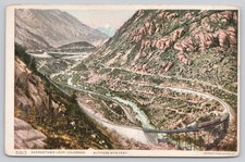Panoramic view of river gorge town with railroad Vintage Postcard Posted picture