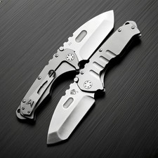 Heavy Duty Silver Folding Blade Tactical Knife D2 Blade Pocket EDC Knife 60HRC picture