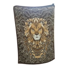 Vintage Beiderlack Lion Head Blanket Reversible Rustic Cabin Lodge 74x52 Germany picture