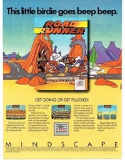 1988 Mindscape Road Runner Computer Video Game Wile E Coyote Vintage Ad  picture