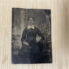 Antique Victorian Ferrotype Tin Type • Picture Portrait  Woman • Fancy Dress picture