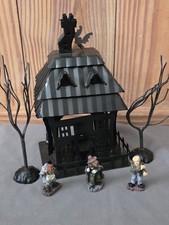 Target Halloween Town Metal Haunted House Village Set RARE RETIRED Figurine Tree picture