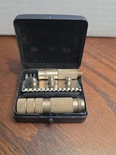 Antique 1920-30 Miniature Travel Safety Razor Set 4-Pcs w/Case Germany picture