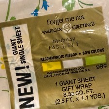 Vtg 2 American Greetings Forget Me Not Birthday Gift Wrap Giant Sheet NOS Floral picture