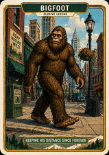 Custom Designed Bigfoot card - Parody/Novelty Trading Card - 2 Sides picture