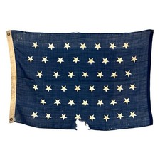 Antique 45 Star USA Navy Jack Sewn Star Flag 1896-1908 Spanish American War RARE picture