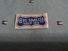 VTG NOS BIG SMITH since 1916 Clothing Tag Label Blue LOGO Overall Jeans Jacket picture