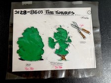The Smurfs Original Production Cel 1986 Topiary Brainy Bush Shears Model Sheet picture