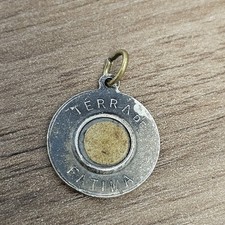 Our Lady of Fatima Pendant Soil Terra Relic Vintage Round Charm Catholic Medal picture