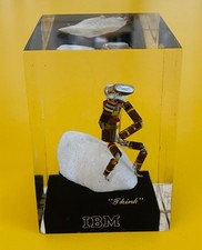 Vintage 1960s IBM The Thinker Resistor Man Lucite Paperweight 
