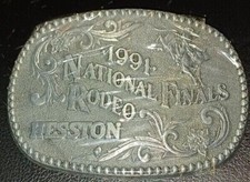 1991 Hesston national final rodeo buckle  original cert and paperwork intact picture