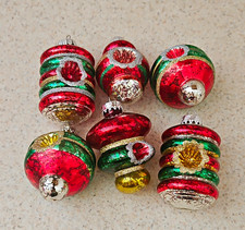 Set Of 6 Vntg. Shiny Brite Mercury Glass Chritmas Ornaments picture