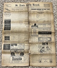 1912 ORIGINAL ST. LOUIS DAILY RECORD PARTIAL NEWSPAPER BELL TELEPHONE COMPANY AD picture