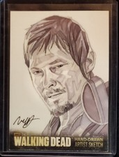 2013 WALKING DEAD S3  SKETCH of DARYL DIXON by ROBERT HENDRICKSON CRYPTOZOIC 1/1 picture