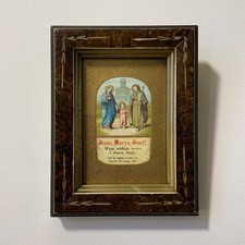 Antique Carl Poellath Holy Family Polish Print Framed 6.5x5” Bavaria c.1900 picture