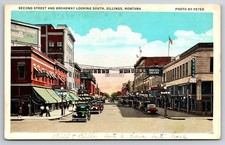 Second Street Broadway Looking South Billings Montana Babcock Theatre Postcard picture