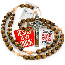SANCTUM VERITAS Catholic Rosary Necklace | Large Italian Prayer Beads Gift picture