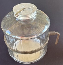 VTG 1914 Glass Kerosene Fuel Bottle For Fuel Stove Metal Band Patented 9 Inch picture