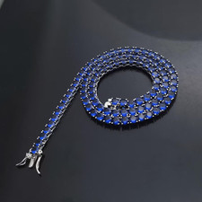 Round Diamond Cut Blue Sapphire Choker Tennis 16