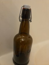 Vintage Grolsch Amber Brown Glass Beer Bottle Swing Top Ceramic Lid Embossed picture