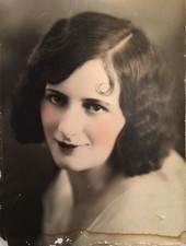 1920’s Art Deco Beautiful Young Lady Flapper Girl Tinted PHOTO Antique picture