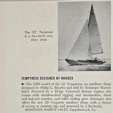 956 Print Ad Temptress 32' Auxiliary Sloops Designed by Rhodes Tappahannock,VA picture