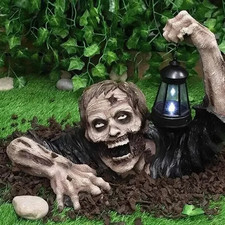 1Pc Halloween Zombie Crawling Horror Decor, Scary Led Lights Zombie Holding Lant picture