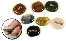 Engraved Inspirational Word Stones - Set up 5 - Grooved Worry Stone - Unique picture