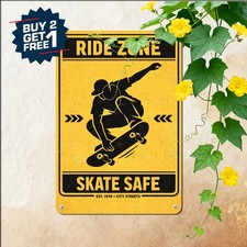 Skate Park Traffic Sign Vintage Street Safety Plaque Wall Decor 8x12 picture