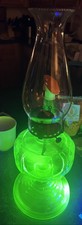Uranium Glass Oil Lamp – Queen Anne No. 2 Burner – Glow Nice 18” Tall picture