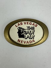 Rare Vintage Solid Brass The Shady Lady Las Vegas Nevada Belt Buckle Souvenir picture